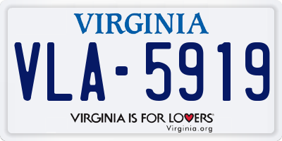 VA license plate VLA5919