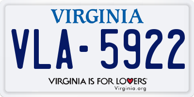 VA license plate VLA5922