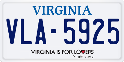 VA license plate VLA5925