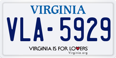 VA license plate VLA5929