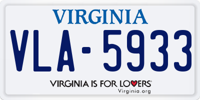 VA license plate VLA5933