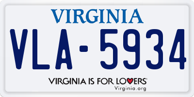 VA license plate VLA5934