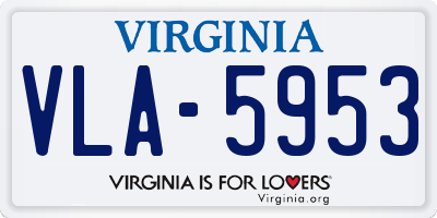 VA license plate VLA5953