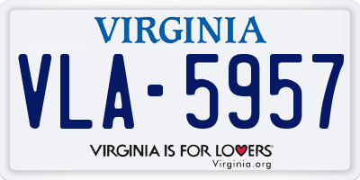 VA license plate VLA5957