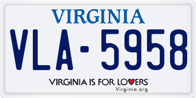 VA license plate VLA5958