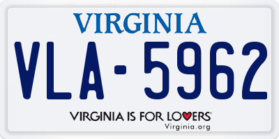 VA license plate VLA5962