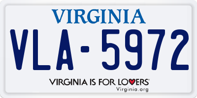 VA license plate VLA5972