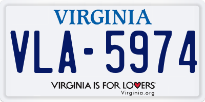VA license plate VLA5974