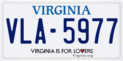 VA license plate VLA5977