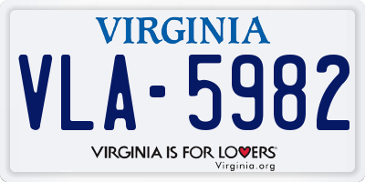 VA license plate VLA5982