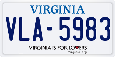 VA license plate VLA5983
