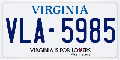 VA license plate VLA5985