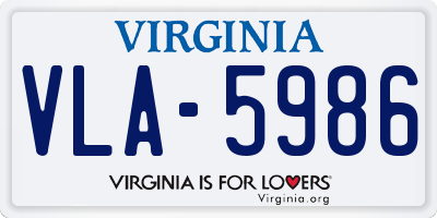 VA license plate VLA5986