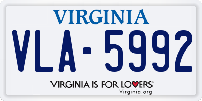 VA license plate VLA5992
