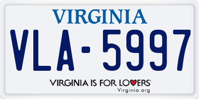 VA license plate VLA5997