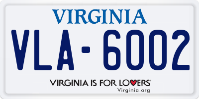 VA license plate VLA6002