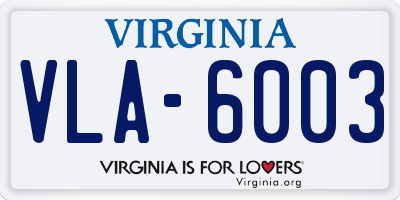 VA license plate VLA6003