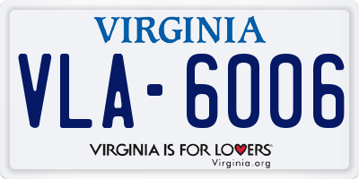 VA license plate VLA6006