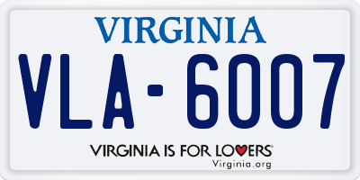 VA license plate VLA6007