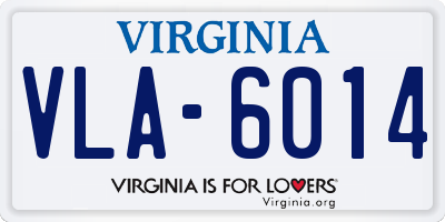 VA license plate VLA6014