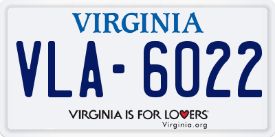 VA license plate VLA6022