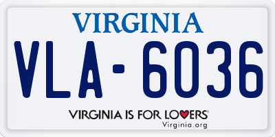 VA license plate VLA6036