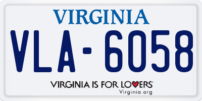 VA license plate VLA6058