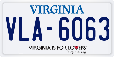 VA license plate VLA6063