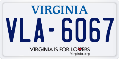 VA license plate VLA6067