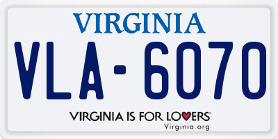 VA license plate VLA6070