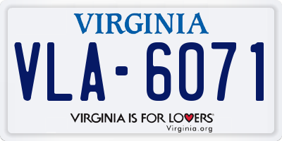 VA license plate VLA6071
