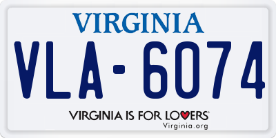 VA license plate VLA6074