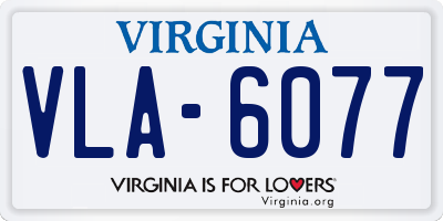 VA license plate VLA6077