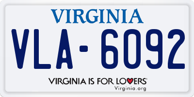 VA license plate VLA6092