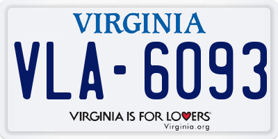 VA license plate VLA6093