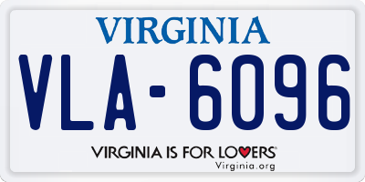VA license plate VLA6096