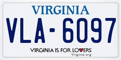 VA license plate VLA6097