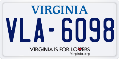 VA license plate VLA6098
