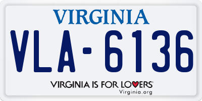 VA license plate VLA6136