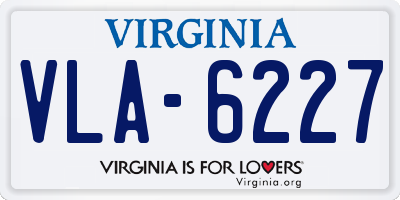VA license plate VLA6227