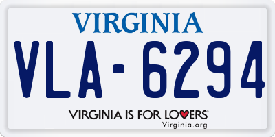VA license plate VLA6294