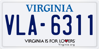 VA license plate VLA6311