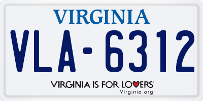 VA license plate VLA6312