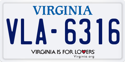 VA license plate VLA6316