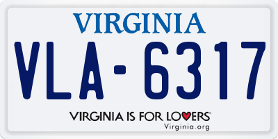 VA license plate VLA6317