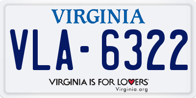 VA license plate VLA6322