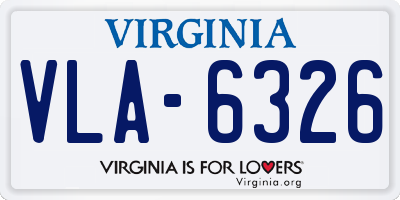 VA license plate VLA6326