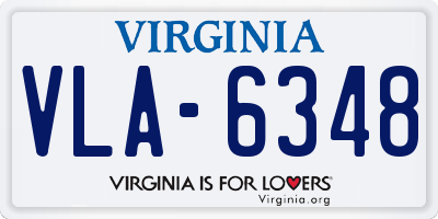 VA license plate VLA6348