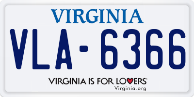 VA license plate VLA6366