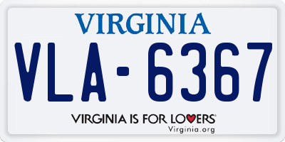 VA license plate VLA6367